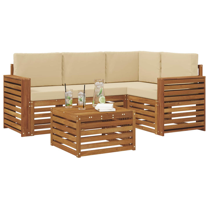 Udendørs sofagruppe 5 stk. Naturlig og Beige Polyester