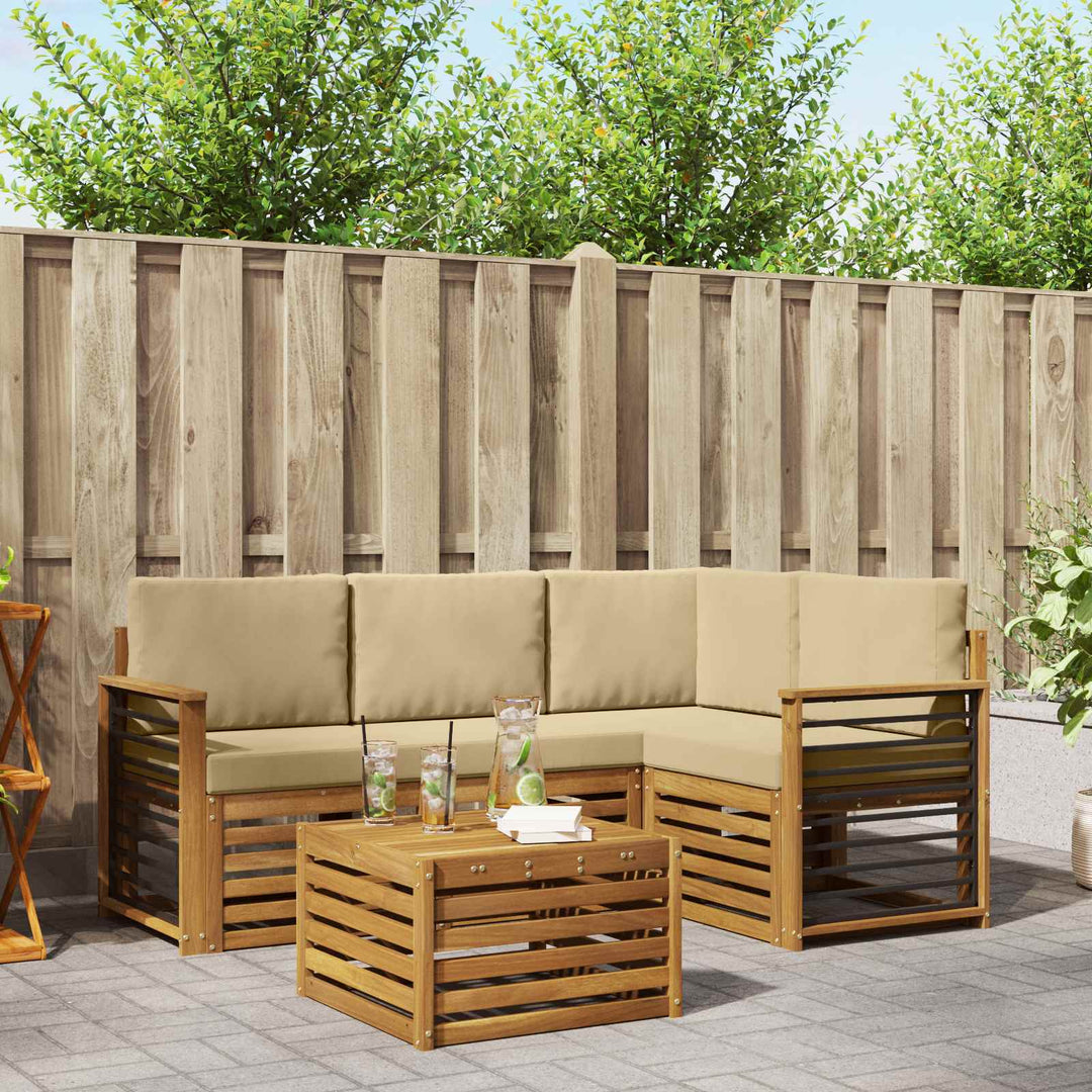 Udendørs sofagruppe 5 stk. Naturlig og Beige Polyester