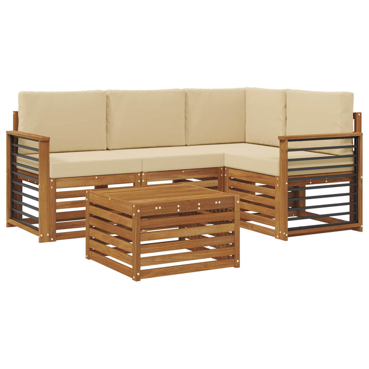 Udendørs sofagruppe 5 stk. Naturlig og Beige Polyester