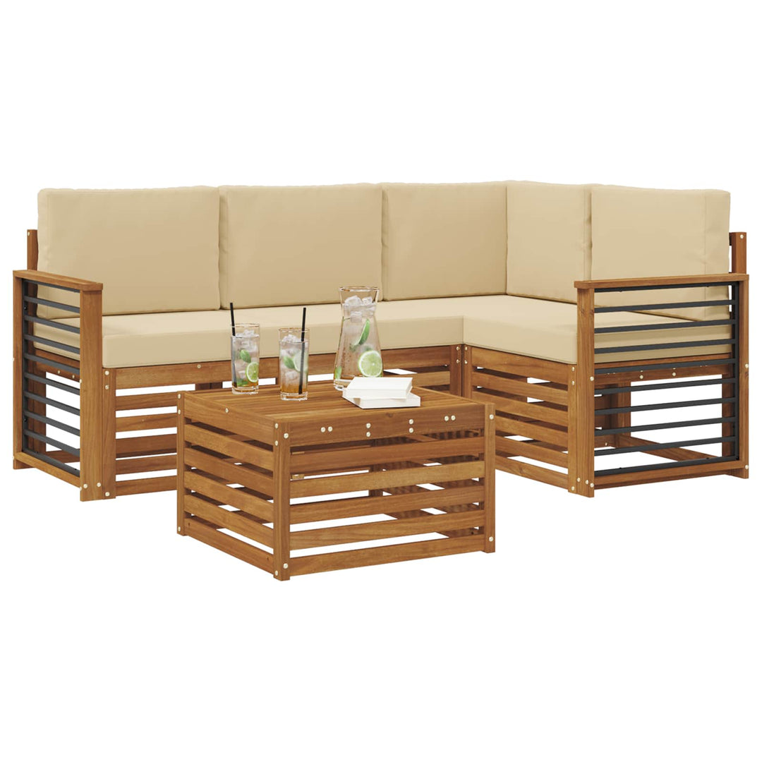 Udendørs sofagruppe 5 stk. Naturlig og Beige Polyester