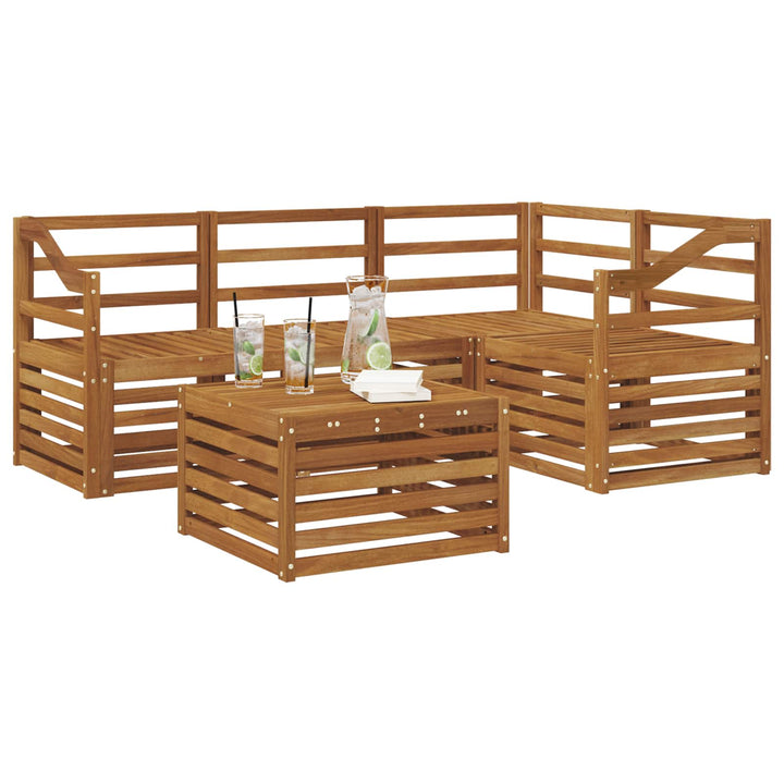 Udendørs sofagruppe 5 stk. Naturfarvet Polyester
