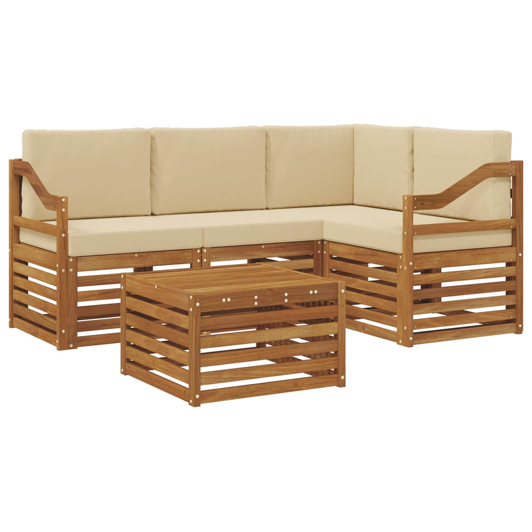 Udendørs sofagruppe 5 stk. Naturlig og Beige Polyester