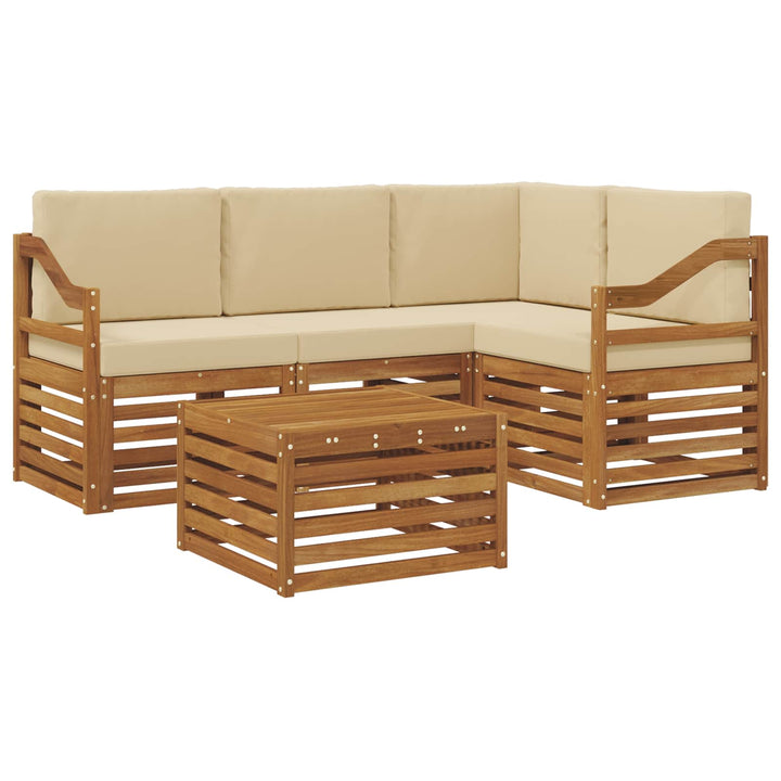 Udendørs sofagruppe 5 stk. Naturlig og Beige Polyester