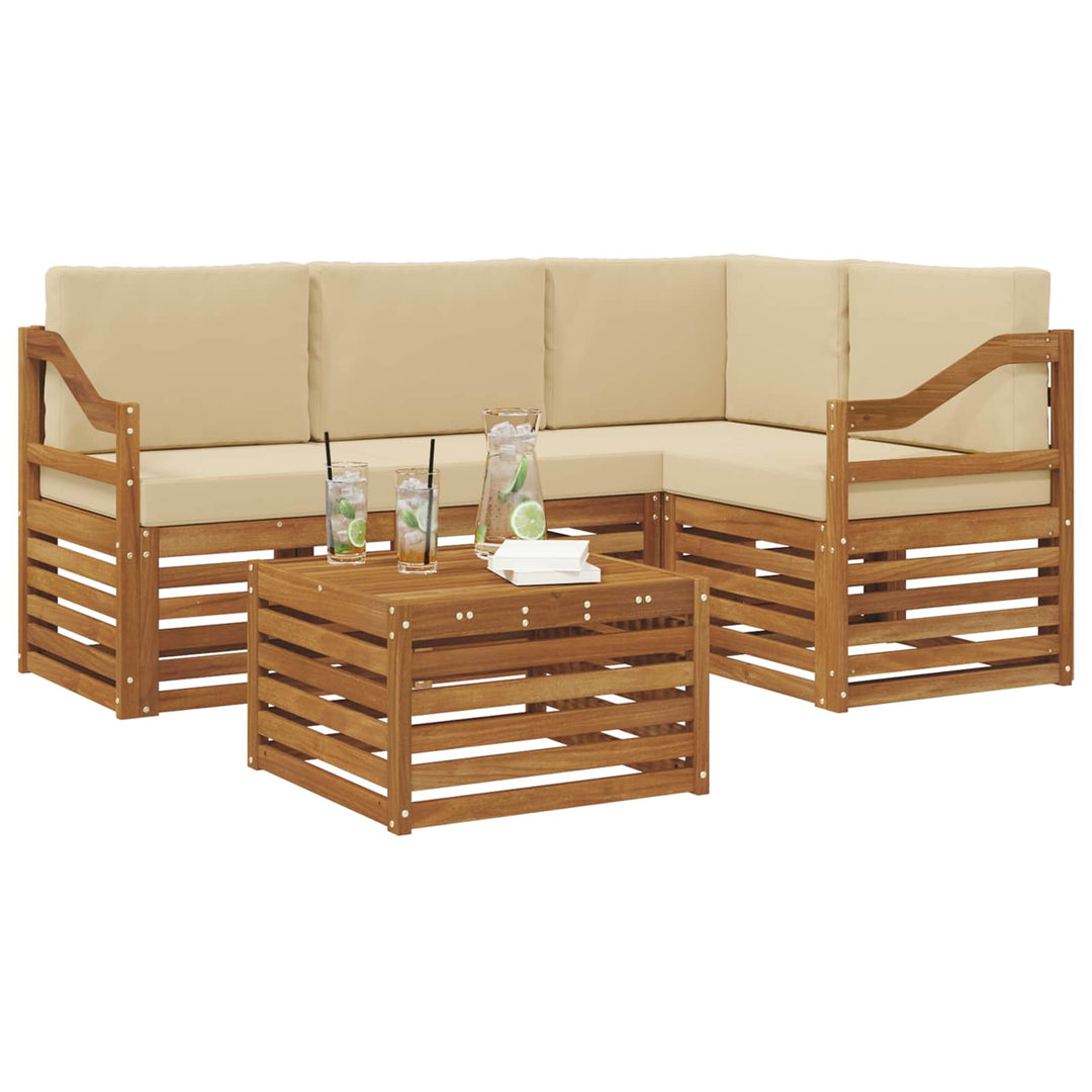 Udendørs sofagruppe 5 stk. Naturlig og Beige Polyester