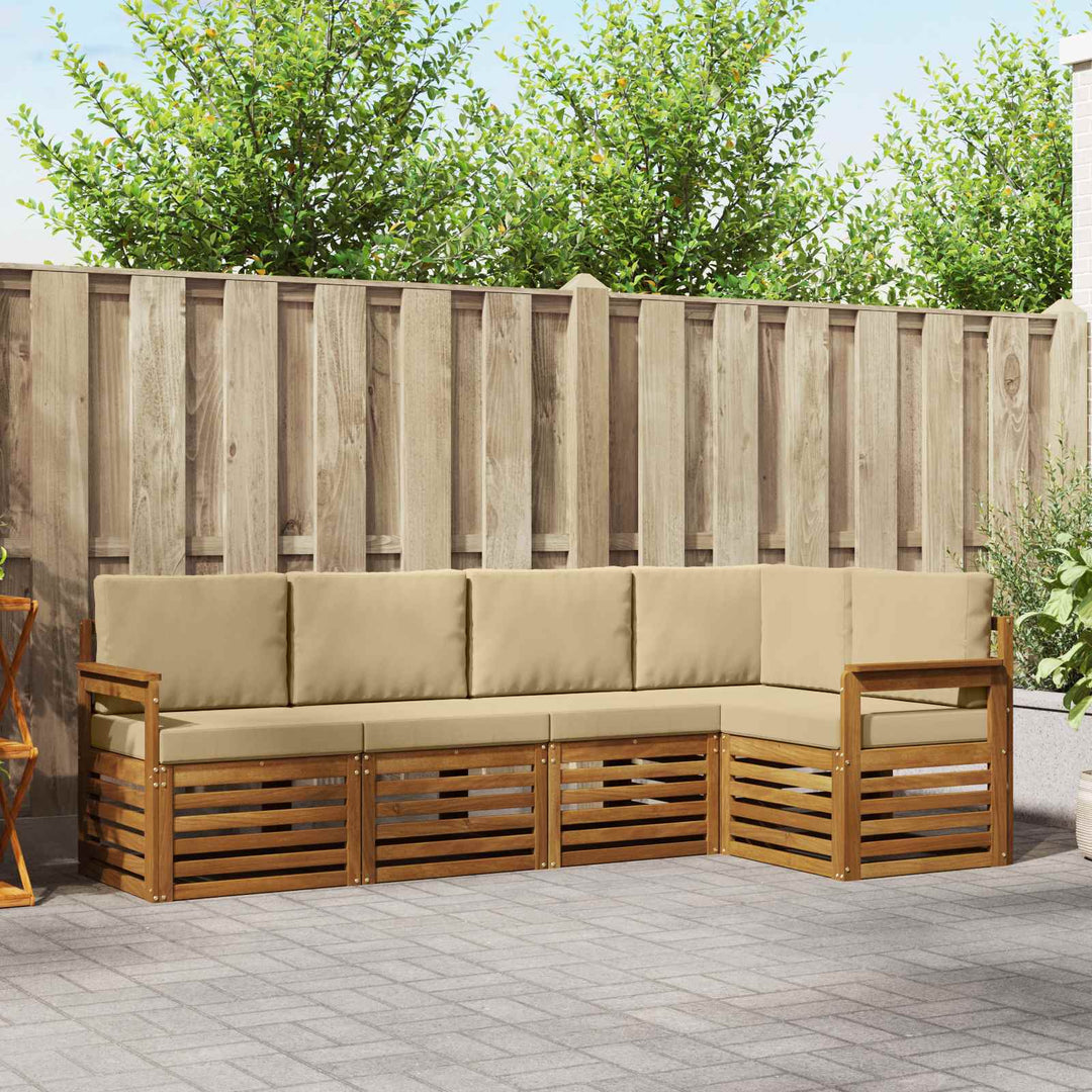 Udendørs sofagruppe 5 stk. Naturlig og Beige Polyester