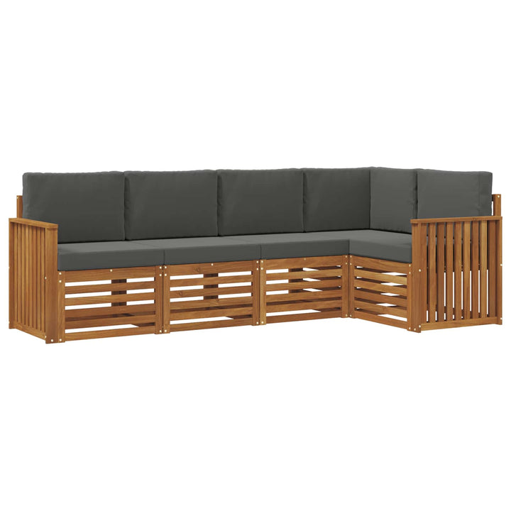 Sektionalsofa sæt 5 pcs Naturlig og Antracit Massivt Akacietræ