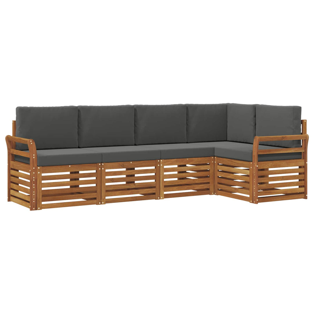 Sektionalsofa sæt 5 pcs Naturlig og Antracit Massivt Akacietræ