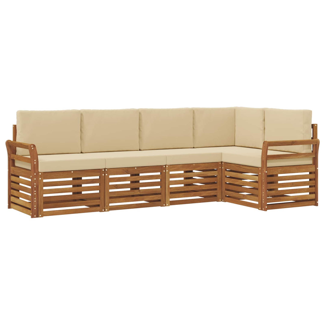 Sektionalsofa sæt 5 pcs Naturlig og Beige Massivt Akacietræ