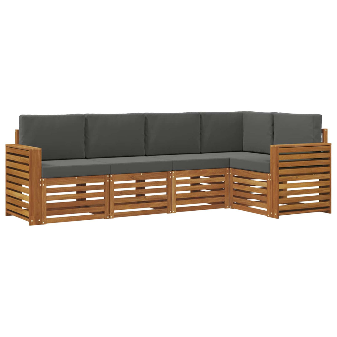 Sektionalsofa sæt 5 pcs Naturlig og Antracit Massivt Akacietræ