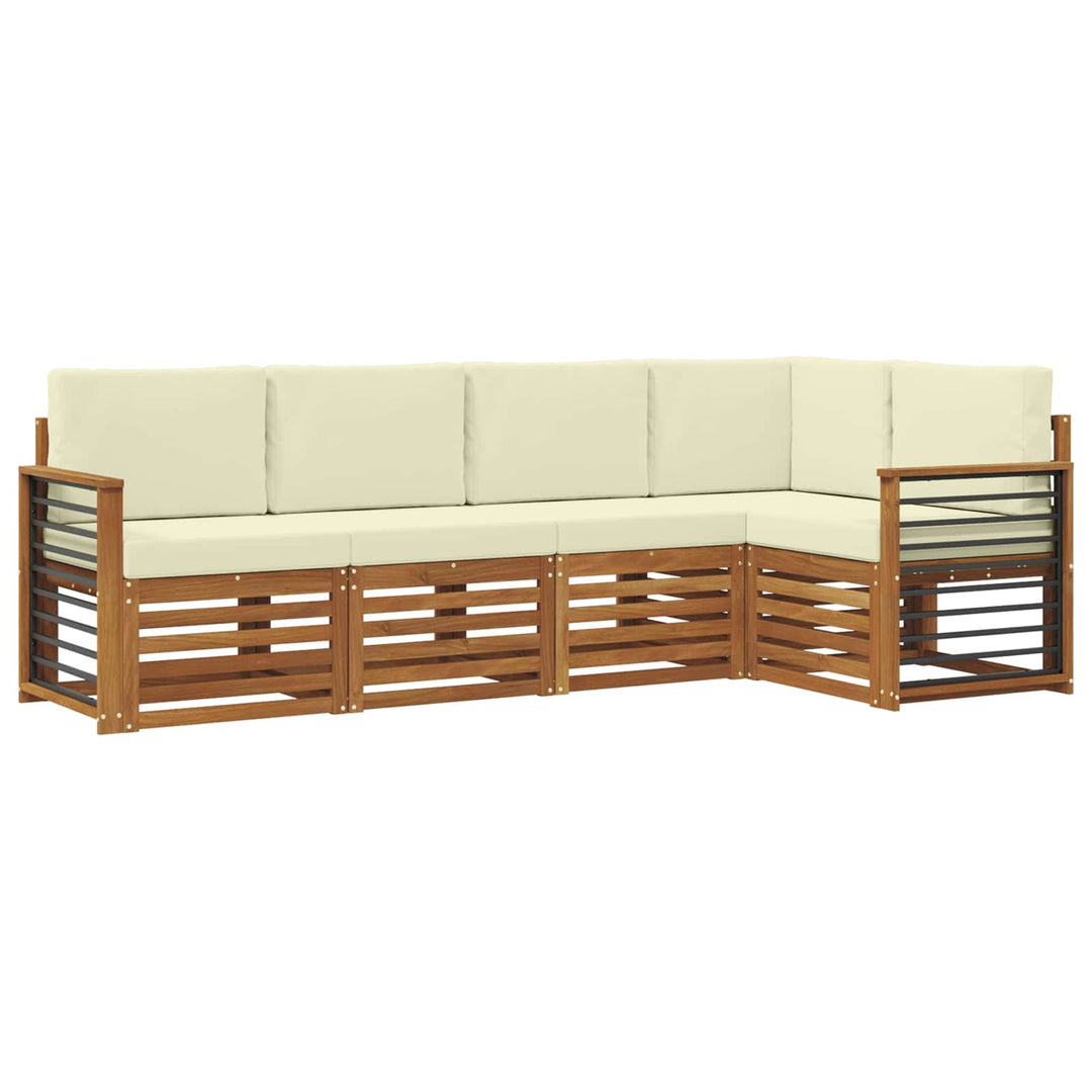Sektionalsofa sæt 5 pcs Naturlig og Fløde Massivt Akacietræ