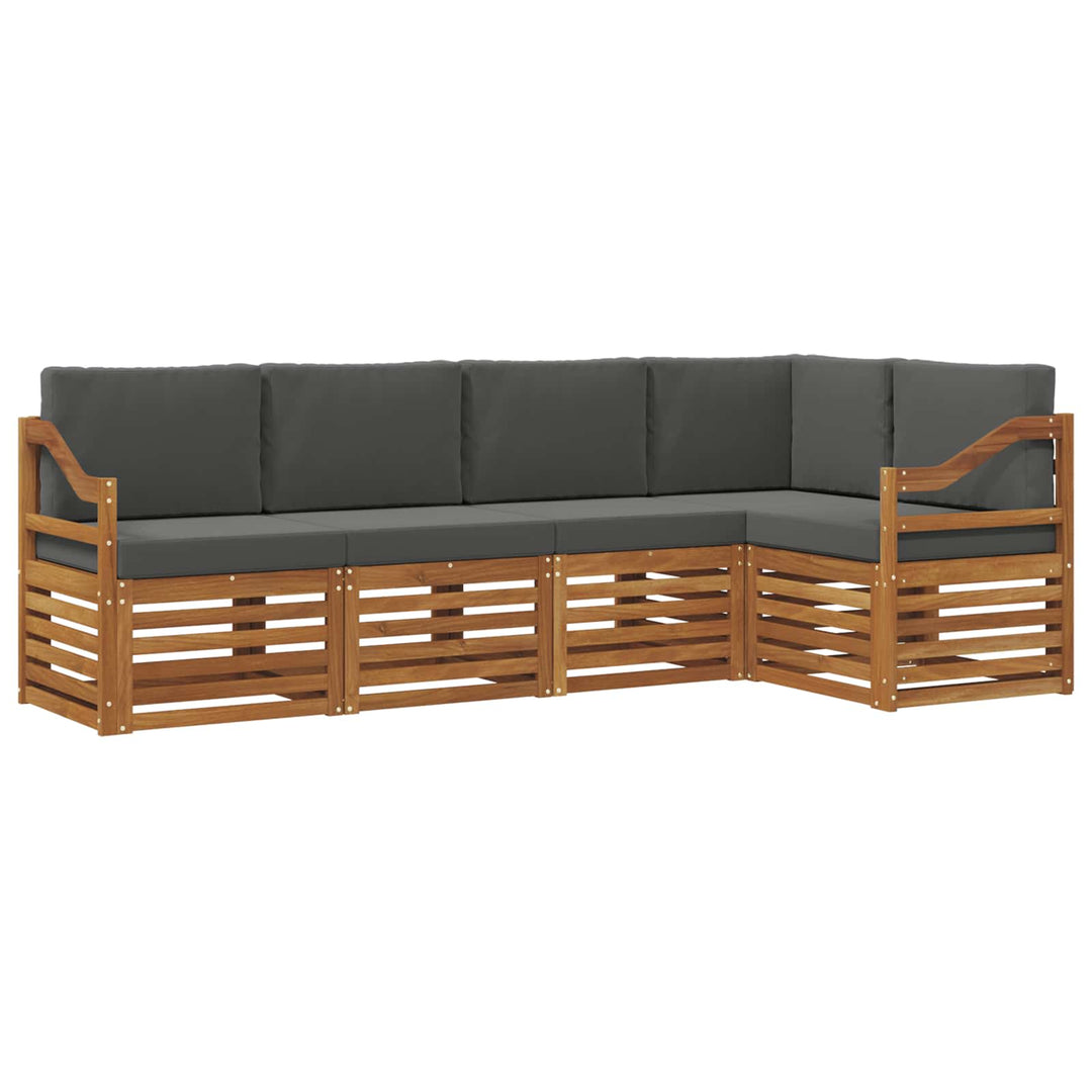 Sektionalsofa sæt 5 pcs Naturlig og Antracit Massivt Akacietræ