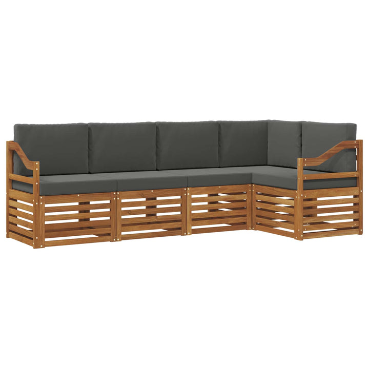 Sektionalsofa sæt 5 pcs Naturlig og Antracit Massivt Akacietræ