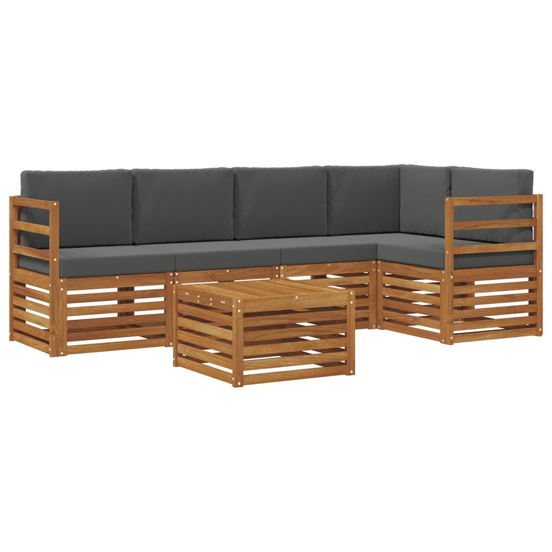 Sektionalsofa sæt 6 pcs Naturlig og Antracit Massivt Akacietræ