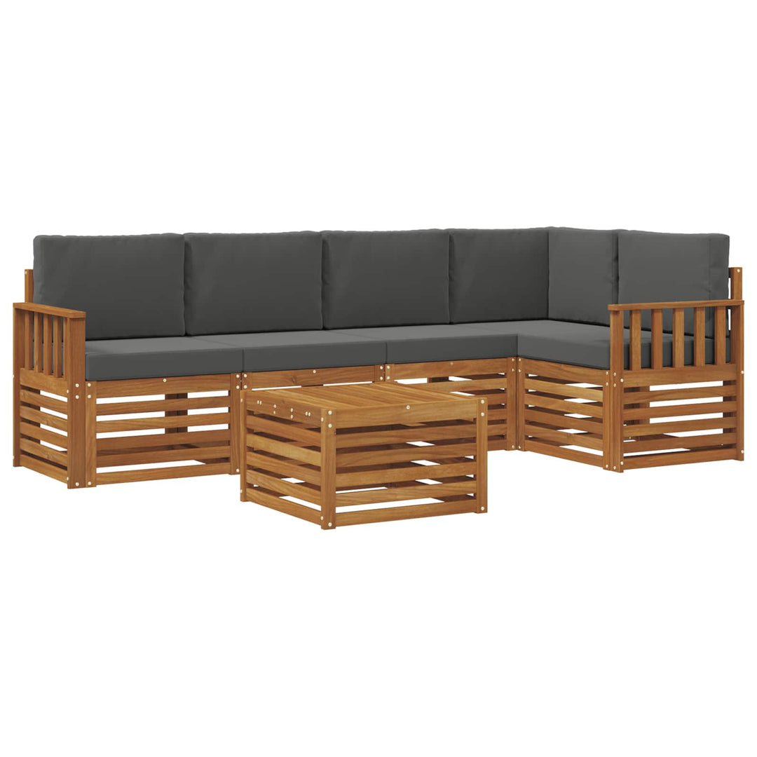 Sektionalsofa sæt 6 pcs Naturlig og Antracit Massivt Akacietræ