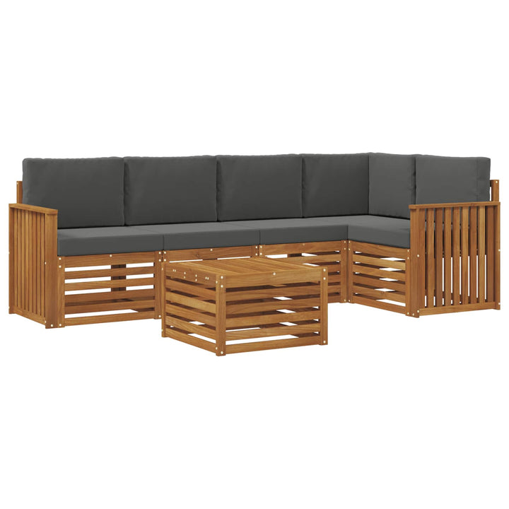 Sektionalsofa sæt 6 pcs Naturlig og Antracit Massivt Akacietræ