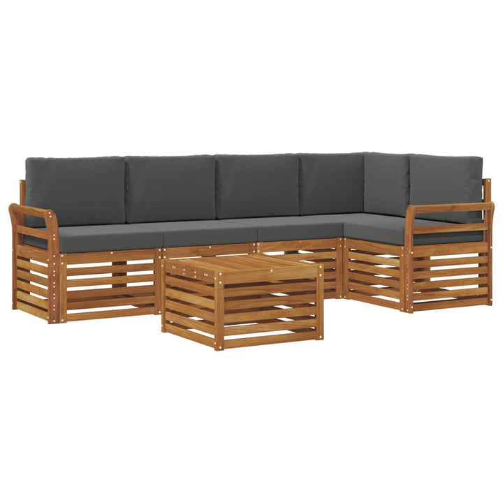 Sektionalsofa sæt 6 pcs Naturlig og Antracit Massivt Akacietræ