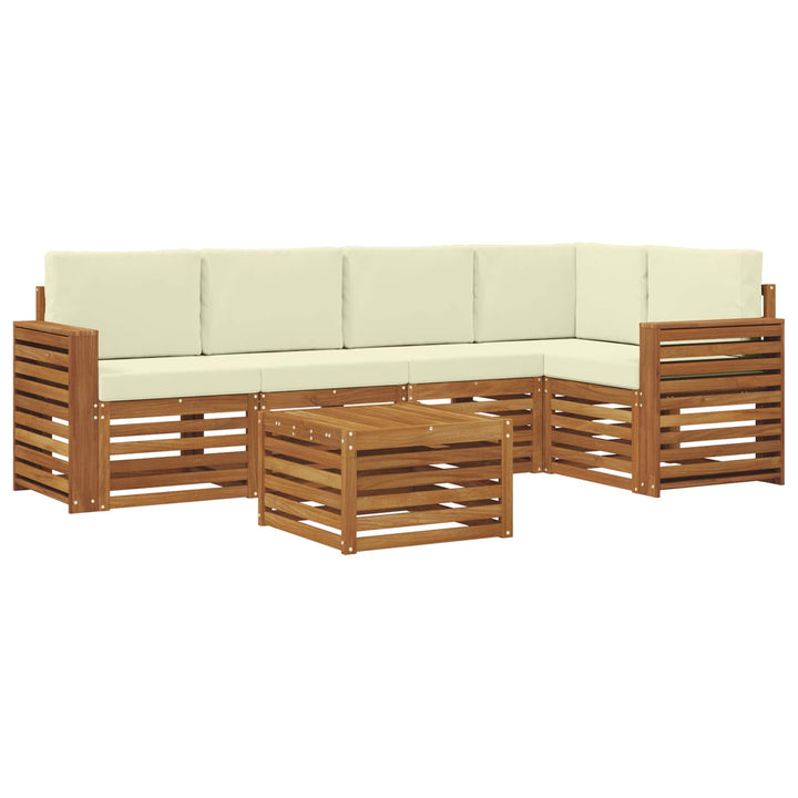 Sektionalsofa sæt 6 pcs Naturlig og Fløde Massivt Akacietræ