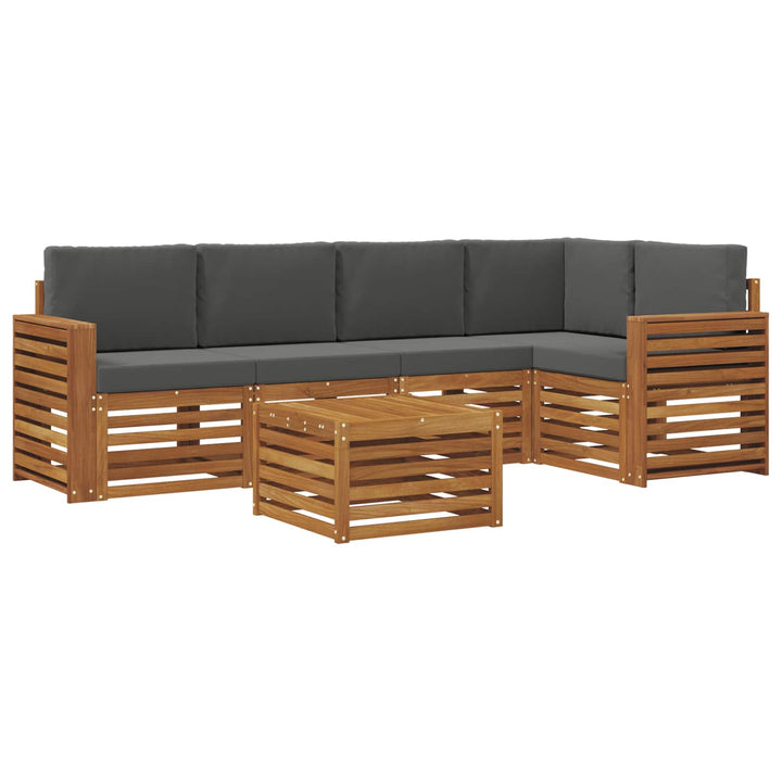 Sektionalsofa sæt 6 pcs Naturlig og Antracit Massivt Akacietræ