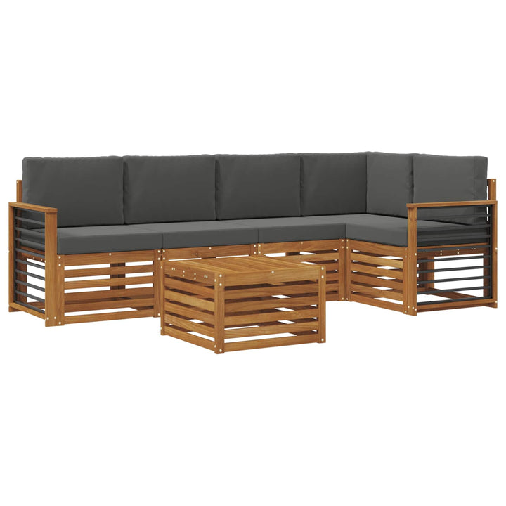 Sektionalsofa sæt 6 pcs Naturlig og Antracit Massivt Akacietræ