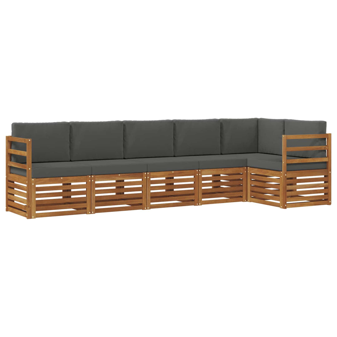 Sektionalsofa sæt 6 pcs Naturlig og Antracit Massivt Akacietræ
