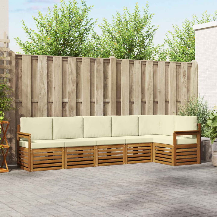 Sektionalsofa sæt 6 pcs Naturlig og Fløde Massivt Akacietræ