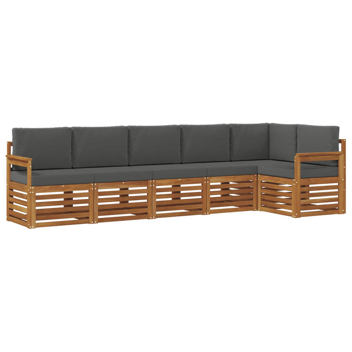 Sektionalsofa sæt 6 pcs Naturlig og Antracit Massivt Akacietræ