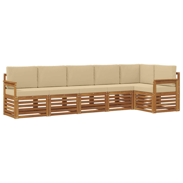 Sektionalsofa sæt 6 pcs Naturlig og Beige Massivt Akacietræ