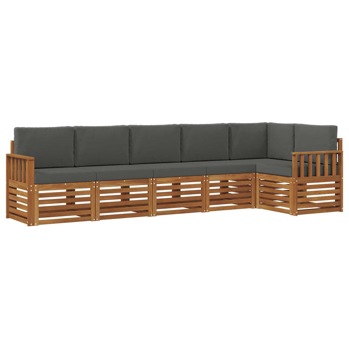 Sektionalsofa sæt 6 pcs Naturlig og Antracit Massivt Akacietræ
