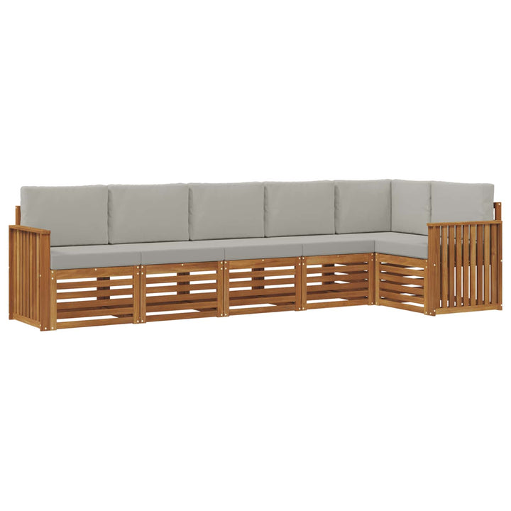 Sektionalsofa sæt 6 pcs Naturlig og Lys Grå Massivt Akacietræ