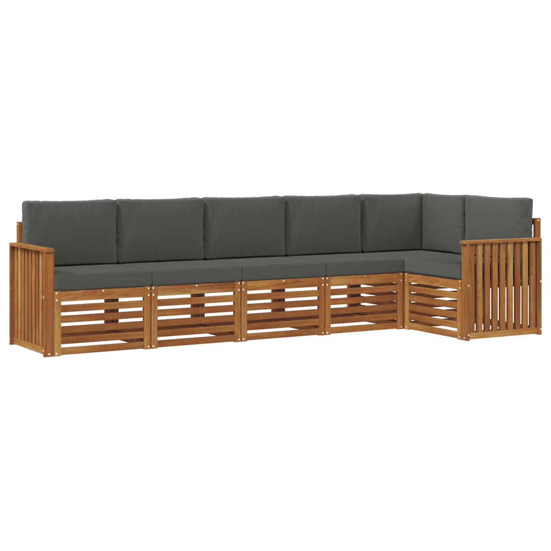 Sektionalsofa sæt 6 pcs Naturlig og Antracit Massivt Akacietræ