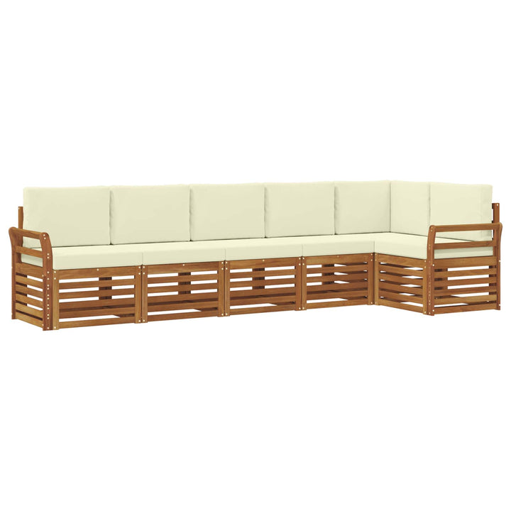 Sektionalsofa sæt 6 pcs Naturlig og Fløde Massivt Akacietræ