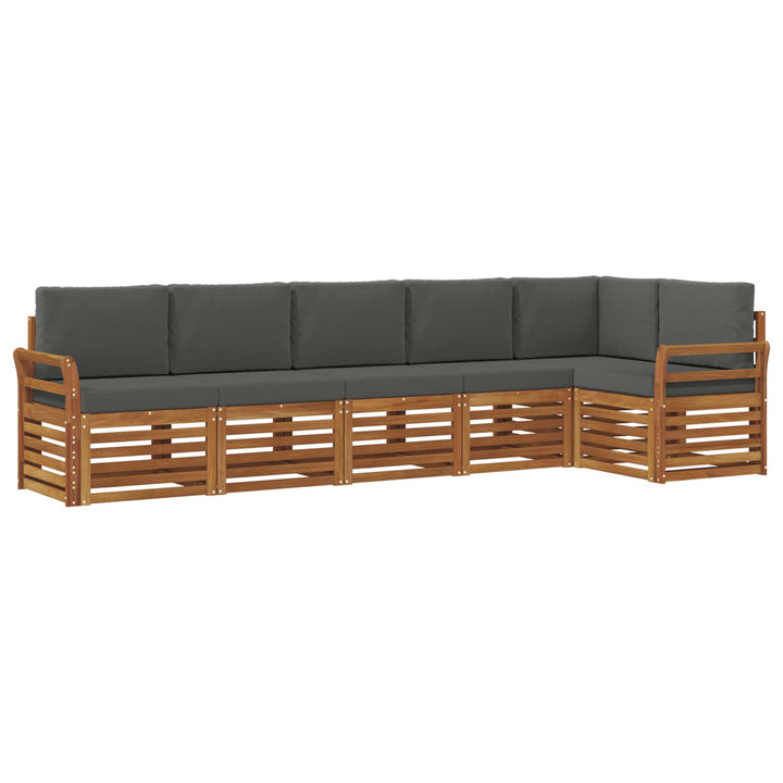 Sektionalsofa sæt 6 pcs Naturlig og Antracit Massivt Akacietræ