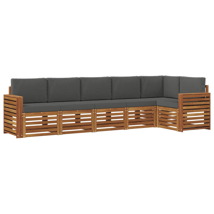 Sektionalsofa sæt 6 pcs Naturlig og Antracit Massivt Akacietræ