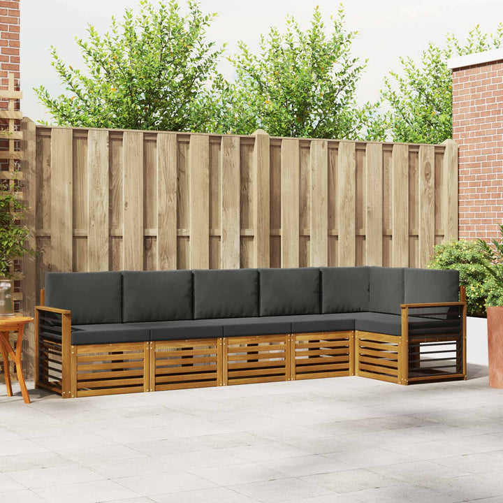 Sektionalsofa sæt 6 pcs Naturlig og Antracit Massivt Akacietræ