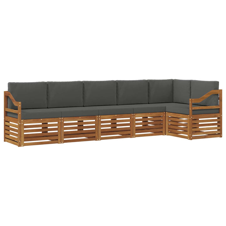 Sektionalsofa sæt 6 pcs Naturlig og Antracit Massivt Akacietræ