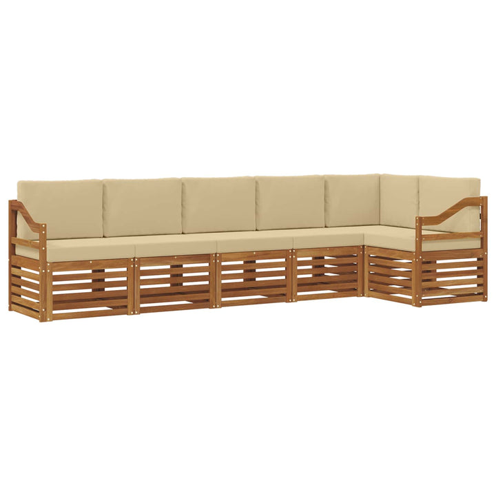 Sektionalsofa sæt 6 pcs Naturlig og Beige Massivt Akacietræ
