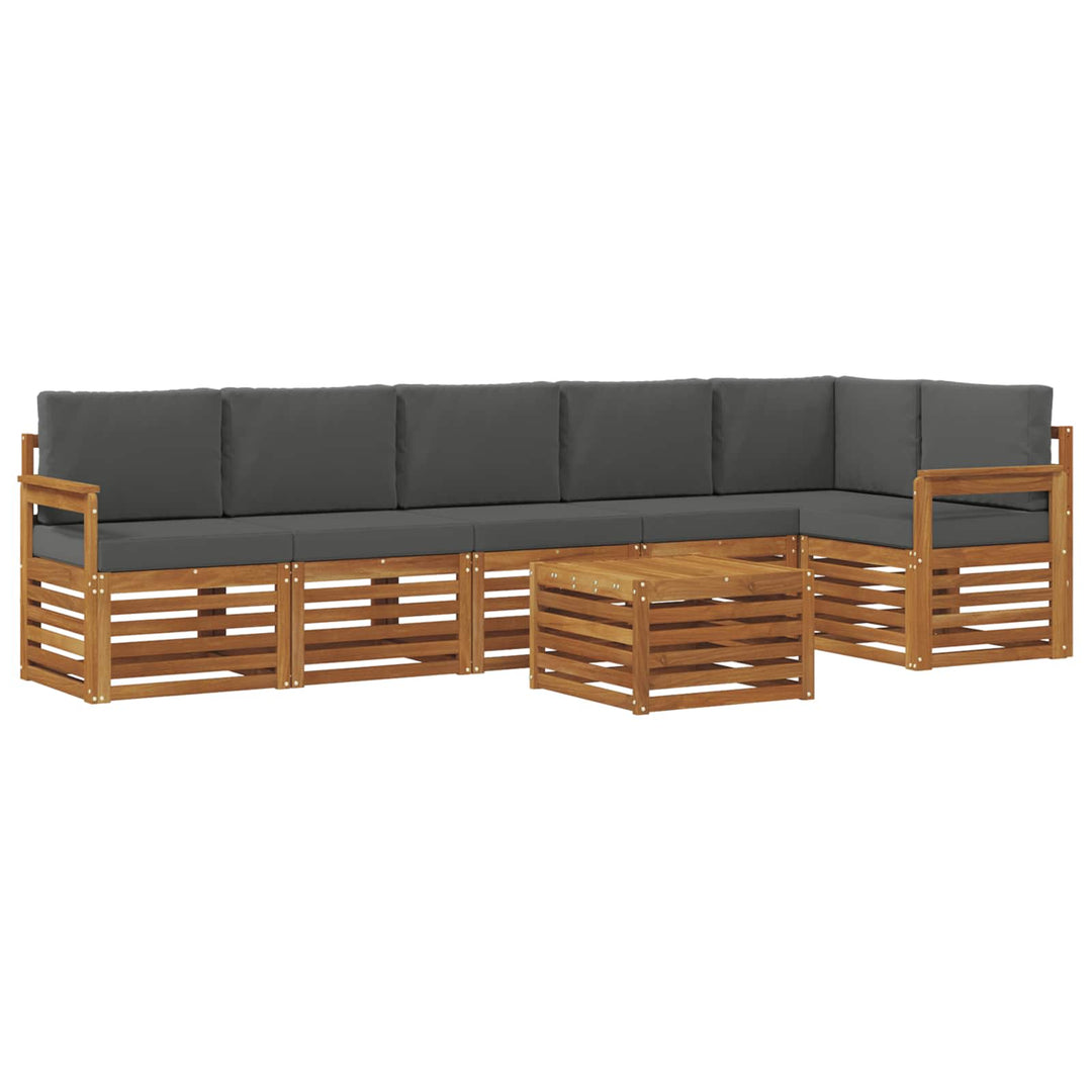 Sektionalsofa sæt 7 pcs Naturlig og Antracit Massivt Akacietræ