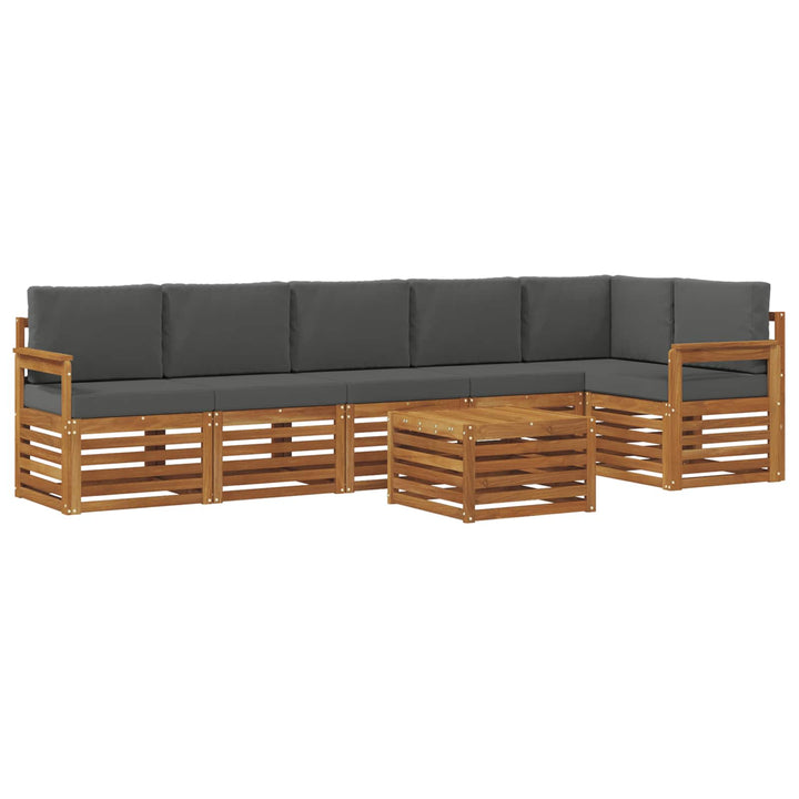 Sektionalsofa sæt 7 pcs Naturlig og Antracit Massivt Akacietræ