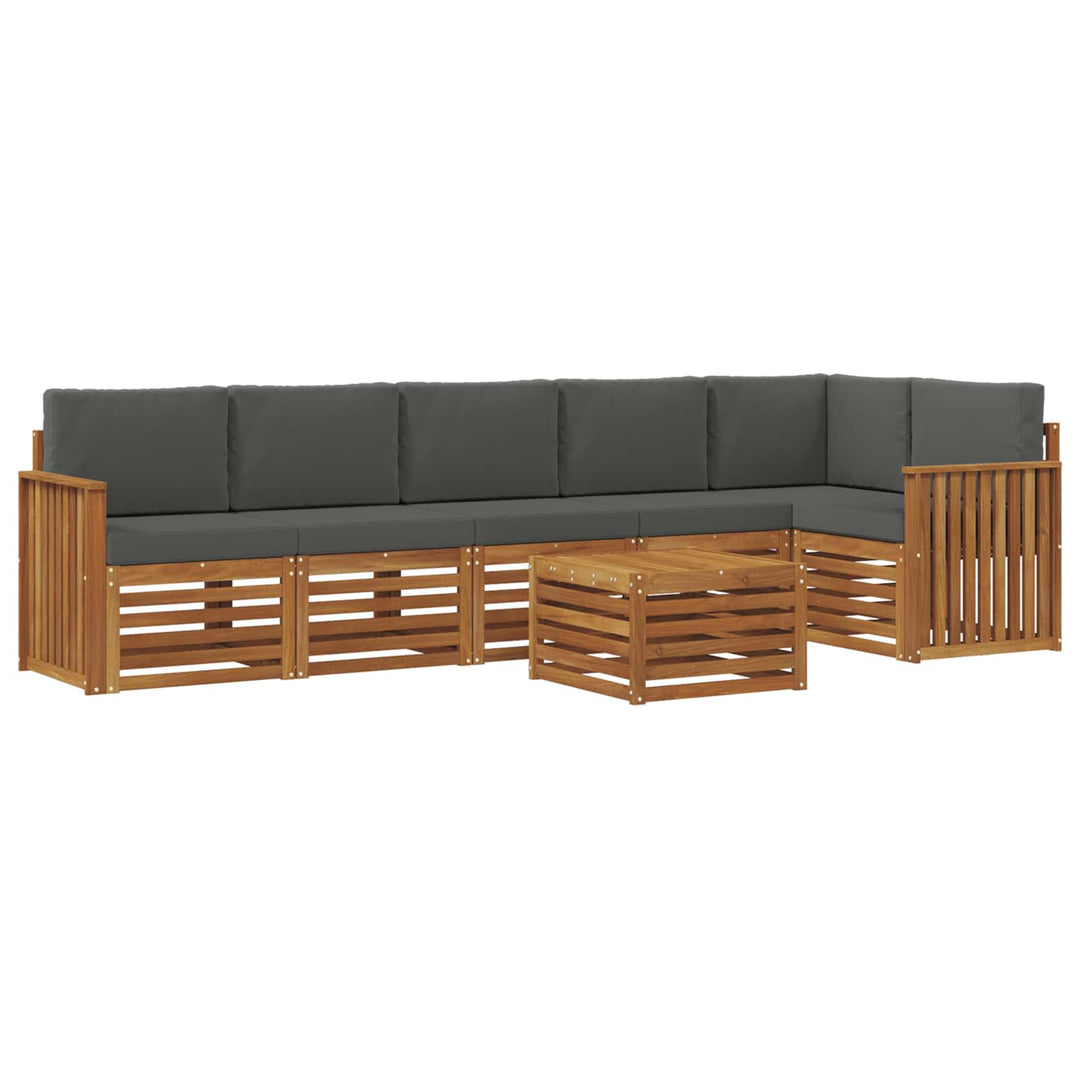 Sektionalsofa sæt 7 pcs Naturlig og Antracit Massivt Akacietræ