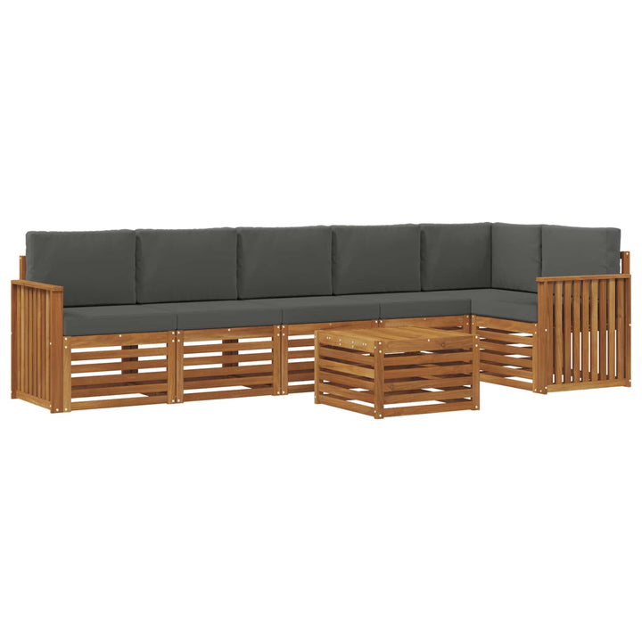 Sektionalsofa sæt 7 pcs Naturlig og Antracit Massivt Akacietræ