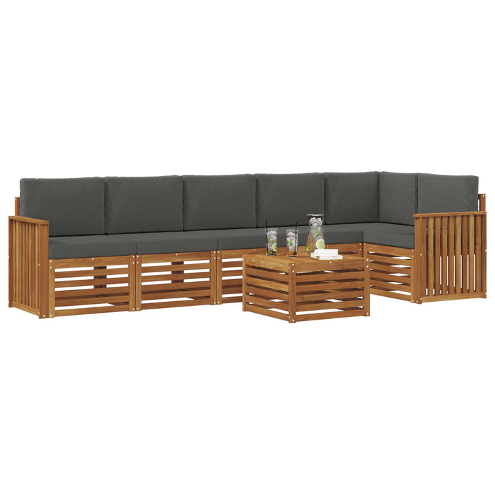 Sektionalsofa sæt 7 pcs Naturlig og Antracit Massivt Akacietræ