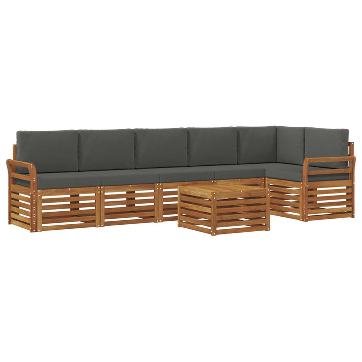 Sektionalsofa sæt 7 pcs Naturlig og Antracit Massivt Akacietræ