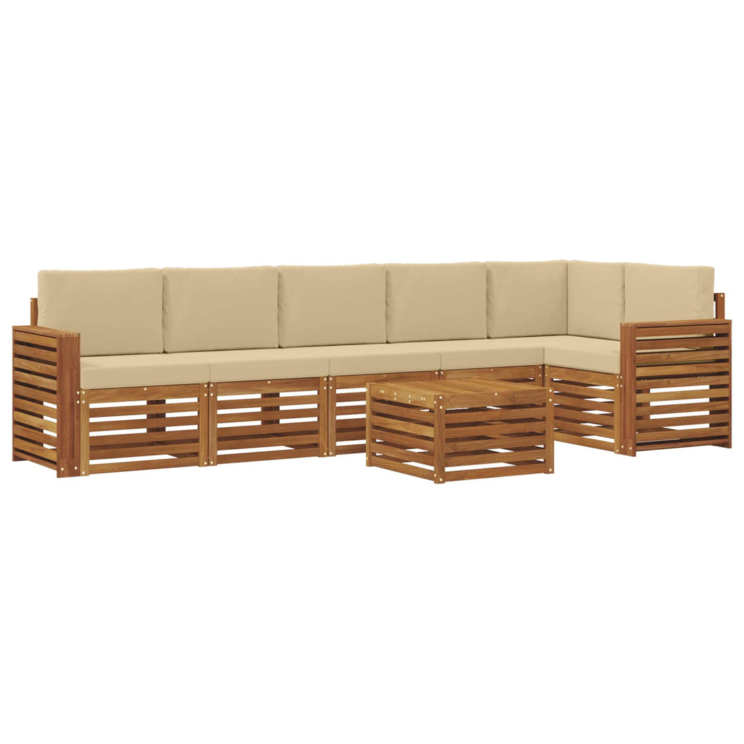 Udendørs sofagruppe 7 stk. Naturlig og Beige Polyester