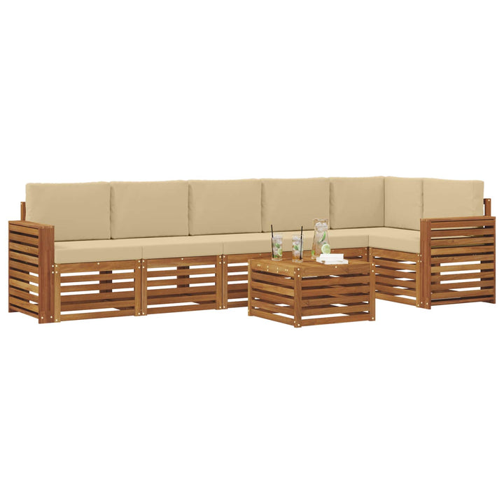 Udendørs sofagruppe 7 stk. Naturlig og Beige Polyester