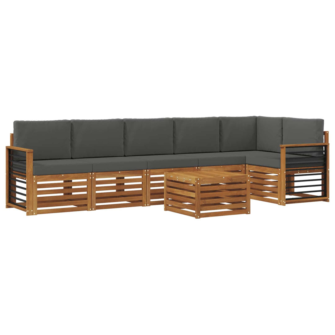 Udendørs sofagruppe 7 stk. Naturlig og Antracit Polyester