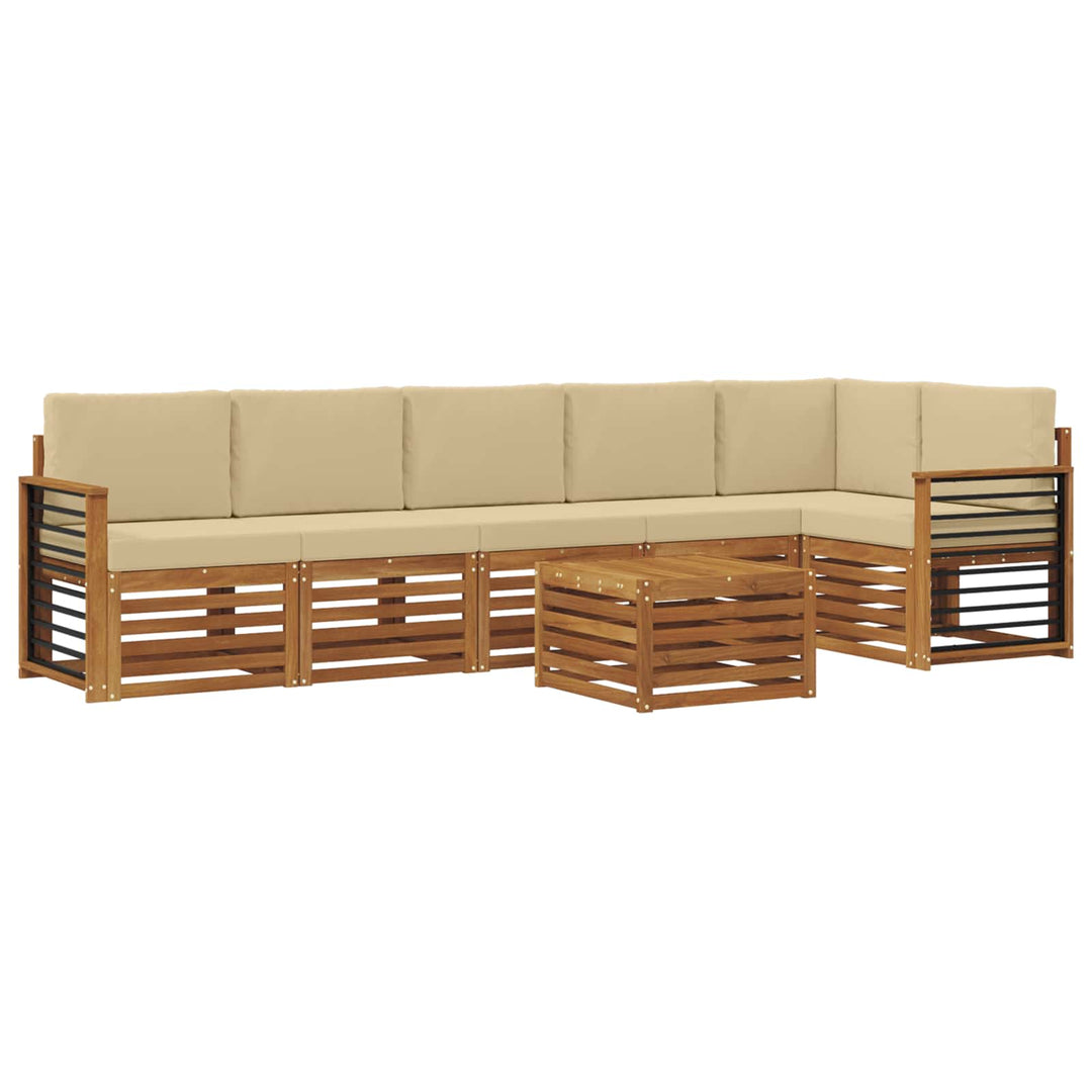 Udendørs sofagruppe 7 stk. Naturlig og Beige Polyester
