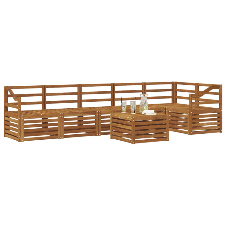 Udendørs sofagruppe 7 stk. Naturfarvet Polyester