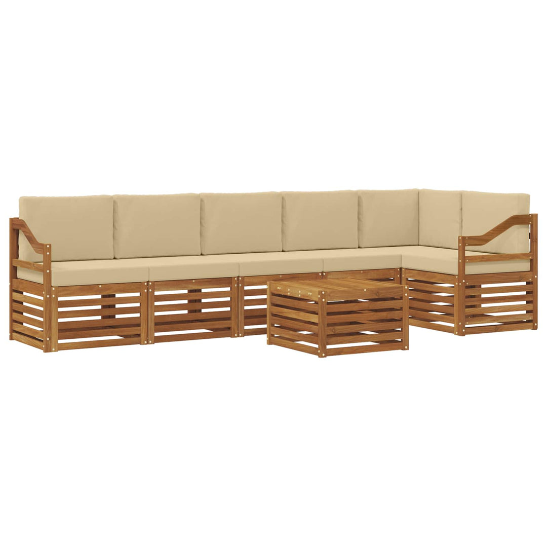 Udendørs sofagruppe 7 stk. Naturlig og Beige Polyester