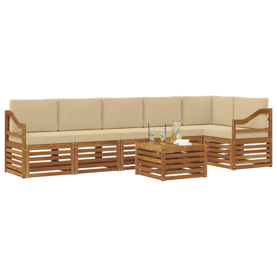 Udendørs sofagruppe 7 stk. Naturlig og Beige Polyester
