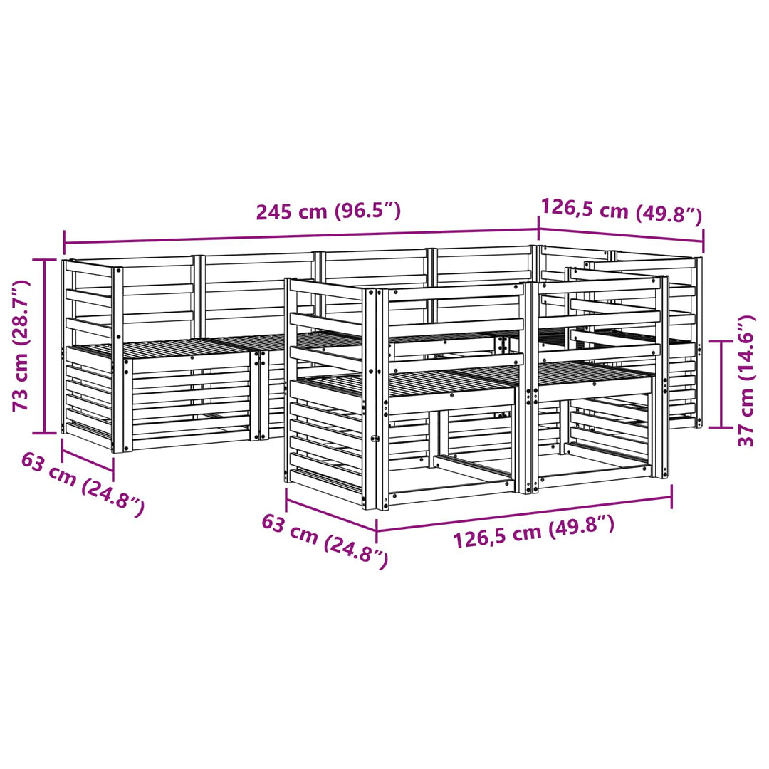Sektionalsofa sæt 7 pcs Naturfarvet